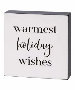Primitives by Kathy | White 'Warmest Holiday Wishes' Box Sign