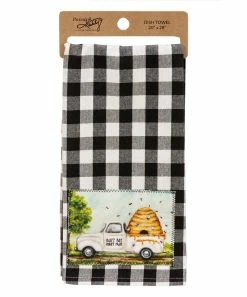 Primitives by Kathy | Black & White Gingham 'Honey Farm' Kitchen Towel