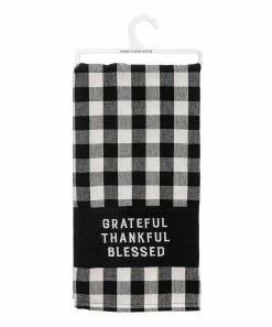 Primitives by Kathy | White & Black Gingham 'Blessed' Dish Towel