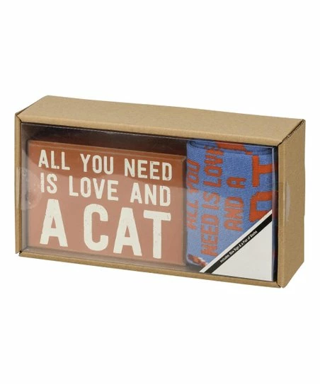 Primitives by Kathy | Blue & Red 'All You Need Is Love & a Cat' Sock Set - Adult