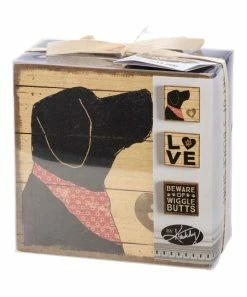 Primitives by Kathy | Tan & Black 'Wigglebutts' Box Sign - Set of Three