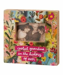 Primitives by Kathy | Pink & Yellow Floral 'Grandma' Box Sign