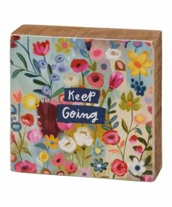 Primitives by Kathy | Pink & Blue 'Keep Going' Floral Box Sign