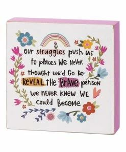 Primitives by Kathy | Fuchsia & Green 'Reveal The Brave' Floral Box Sign