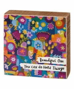 Primitives by Kathy | Blue & Fuchsia 'Beautiful One' Floral Box Sign