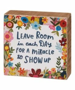 Primitives by Kathy | Blue & Pink 'Miracle' Floral Box Sign
