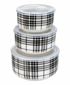 Primitives by Kathy | Black Plaid Serving Bowl - Set of Three