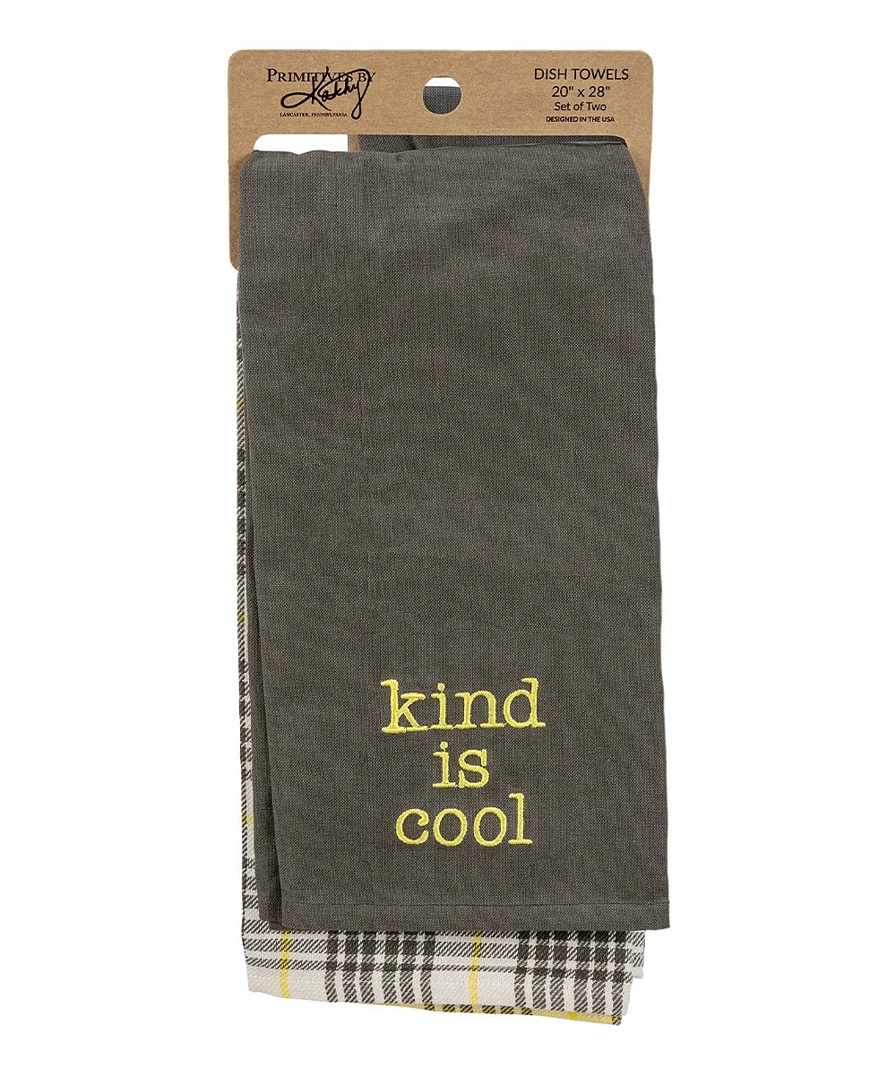 Primitives by Kathy | Gray & Yellow 'Kind Is Cool' Kitchen Towel Set