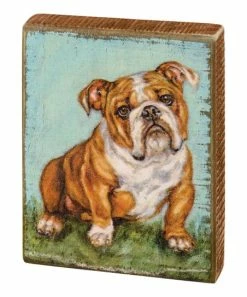 Primitives by Kathy | Light Blue & Rust Bulldog Box Sign