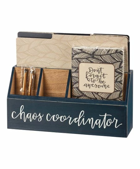 Primitives by Kathy | Navy & Beige 'Chaos Coordinator' Desk Set