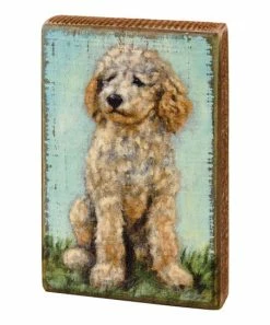Primitives by Kathy | Light Blue & Cream Goldendoodle Box Sign