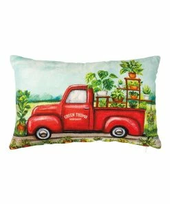 Primitives by Kathy | Red 'Green Thumb Nursery' Pickup Truck Throw Pillow