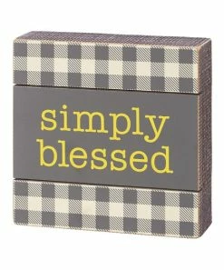 Primitives by Kathy | Gray & Yellow 'Simply Blessed' Block Sign