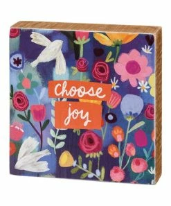 Primitives by Kathy | Purple & Orange Floral 'Choose Joy' Box Sign