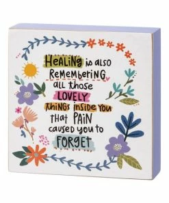 Primitives by Kathy | Lavender & Blue 'Healing' Floral Box Sign