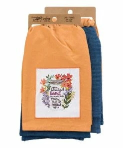 Primitives by Kathy | Yellow & Blue 'Heart' Dish Towel - Set of Two