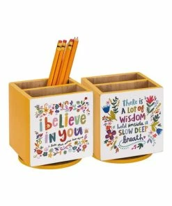 Primitives by Kathy | Yellow & Red 'Wisdom' Spinning Pencil Holder
