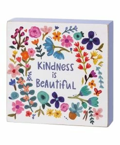 Primitives by Kathy | Purple & Red Floral 'Kindness is Beautiful' Box Sign