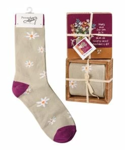 Primitives by Kathy | Beige & Fuchsia Floral 'Self-Care' Box Sign & Socks - Adult