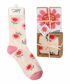 Primitives by Kathy | Pink Floral 'Goals' Box Sign & Socks - Adult