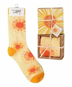 Primitives by Kathy | Orange & Red Sunbursts 'Joy' Box Sign & Socks - Adult