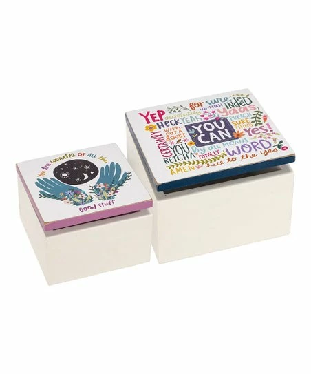 Primitives by Kathy | Lavender & Navy 'You Can' Hinged Box - Set of Two