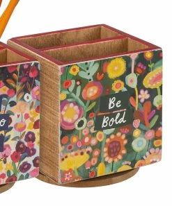 Primitives by Kathy | Brown 'Be Bold' Floral Rotating Pencil Case