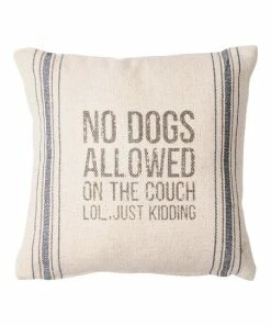 Primitives by Kathy | Off-White & Gray 'No Dogs Allowed' Stripe Throw Pillow