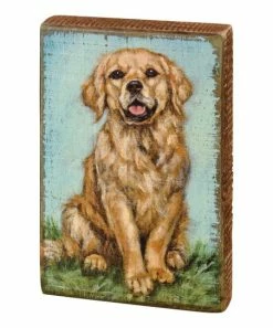 Primitives by Kathy | Light Blue & Tan Golden Retriever Box Sign