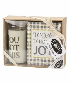 Primitives by Kathy | White & Yellow 'Today I Choose Joy' Box Sign & Candle