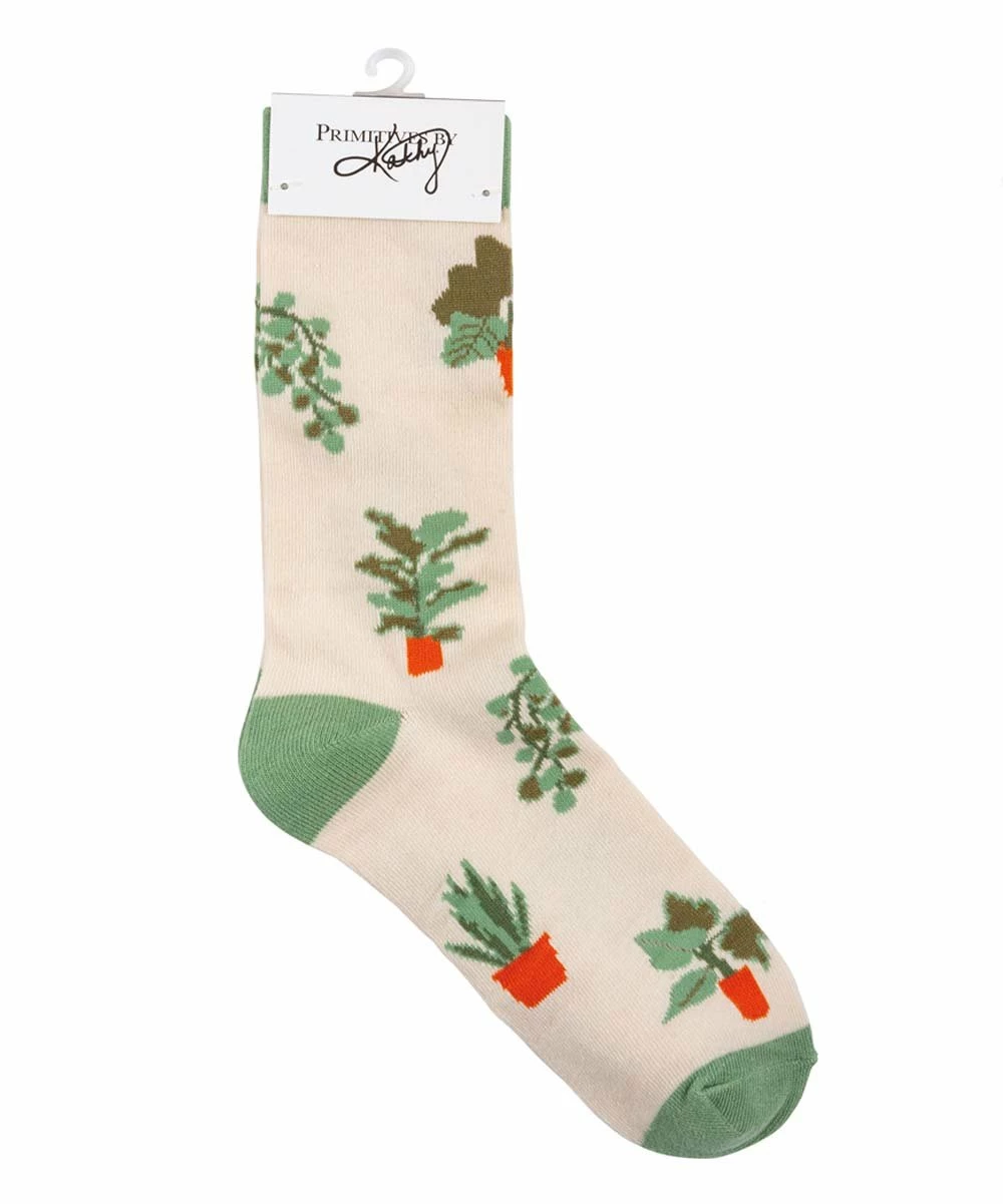 Primitives by Kathy | 'My Plants' Box Sign & Green Plant Socks Set - Adult - Image 2
