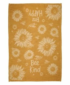 Primitives by Kathy | Mustard 'Bee Kind' Floral Bees Dish Towel
