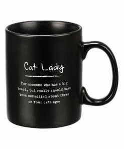 Primitives by Kathy | Black & White 'Cat Lady' Stoneware Mug