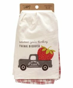 Primitives by Kathy | Cream & Gray 'Whatever You'e Thinking Think Bigger' Truck Dish Towel