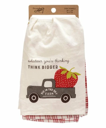 Primitives by Kathy | Cream & Gray 'Whatever You'e Thinking Think Bigger' Truck Dish Towel