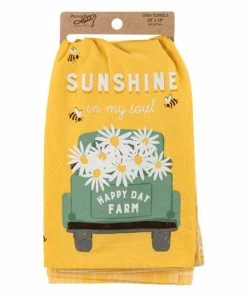 Primitives by Kathy | Yellow 'Sunshine In My Soul' Floral Truck Dish Towel Set