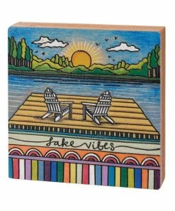 Primitives by Kathy | Blue & Green 'Lake Vibes' Box Sign