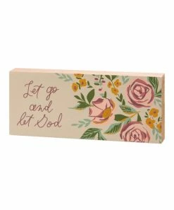 Primitives by Kathy | Beige & Pink 'Let God' Box Sign
