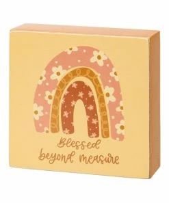 Primitives by Kathy | Yellow & Pink 'Blessed Beyond Measure' Box Sign
