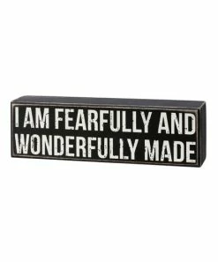 Primitives by Kathy | Black & White 'Fearfully Wonderfully Made' Block Sign