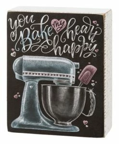 Primitives by Kathy | Charcoal & Blue 'You Bake my Heart Happy' Chalk Box Sign