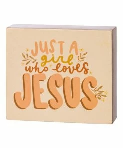 Primitives by Kathy | Coral & Orange 'Girl Who Loves Jesus' Box Sign