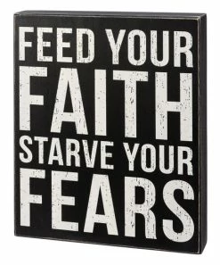 Primitives by Kathy | Black & White 'Feed Your Faith' Box Sign