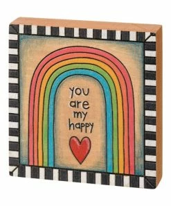 Primitives by Kathy | Beige & Red 'My Happy' Box Sign