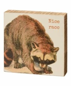 Primitives by Kathy | Beige 'Nice Racc' Box Sign