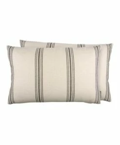 Primitives by Kathy | Tan & Gray Stripe Pillow