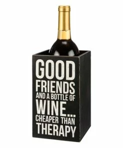 Primitives by Kathy | Black & White 'Good Friends And A Bottle Of Wine' Wine Box