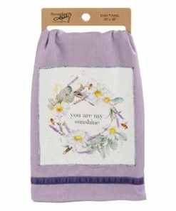 Primitives by Kathy | Lavender 'You Are My Sunshine' Floral Bees Dish Towel