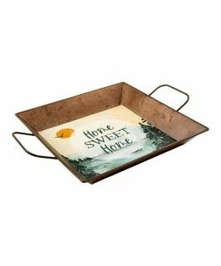 Primitives by Kathy | Orange & Bronze 'Home Sweet Home' Lake Scene Tray