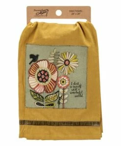 Primitives by Kathy | Mustard 'I Think To Myself...What A Wonderful World' Dish Towel